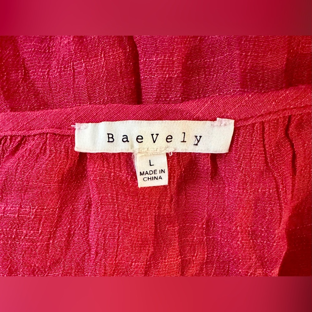 BaeVely By Polagram Burgundy 3/4 Sleeves Tiered Mini Sz L Sheer Flirty FAIRYCORE - Picture 6 of 8